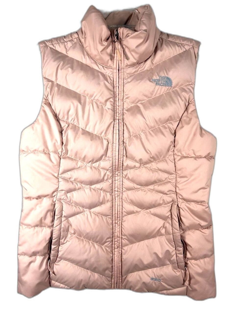 The North Face Vest Womens M Dusty Rose Pink 550 Down Puffer Quilted Zip Outdoor
